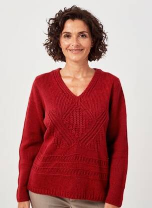 Pull coupe cintrée manches longues rouge GRIFFON femme