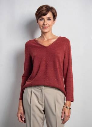 Pull coupe cintrée manches longues orange GUY DUBOUIS femme