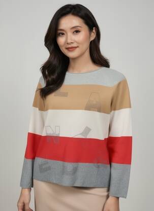 Pull coupe cintrée manches longues gris THOMAS RABE femme