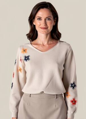 Pull coupe cintrée manches longues beige THOMAS RABE femme