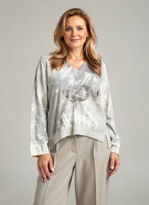 Pull col v manches longues gris THOMAS RABE femme