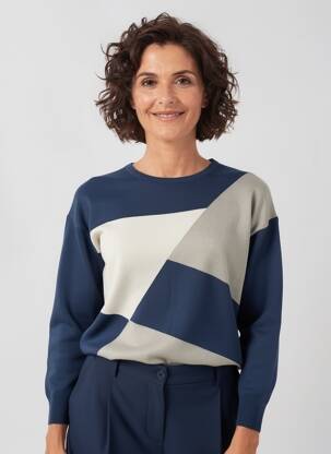 Pull coupe cintrée manches longues bleu BARBARA LEBEK femme