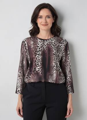 T-shirt manches 3/4 manches 3/4 marron HAJO femme
