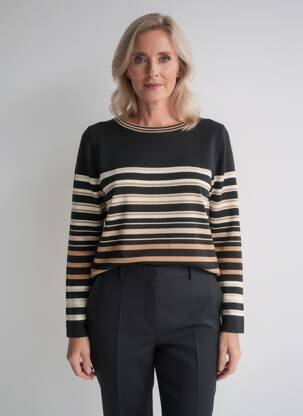 Pull coupe droite manches longues noir JOY OF LIFE femme