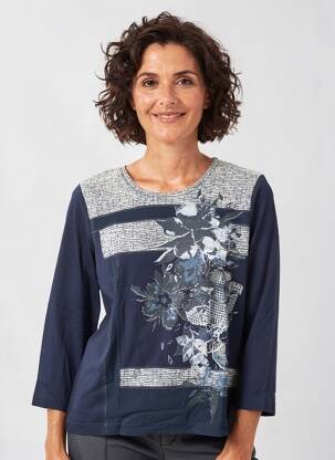 T-shirt manches 3/4 manches 3/4 bleu RABE femme