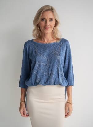 T-shirt manches 3/4 manches 3/4 bleu RABE femme