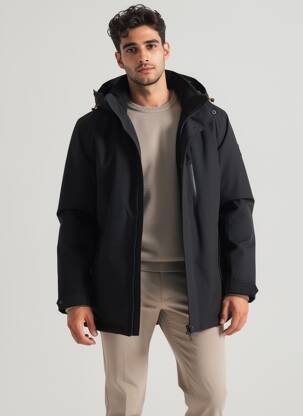 Parka manches longues a capuche noir DEELUXE homme