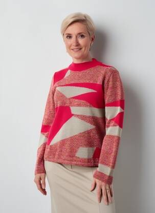 Pull coupe cintrée manches longues rose I.ODENA femme