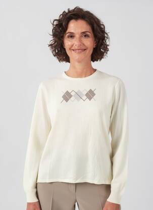 Pull coupe cintrée manches longues beige I.ODENA femme
