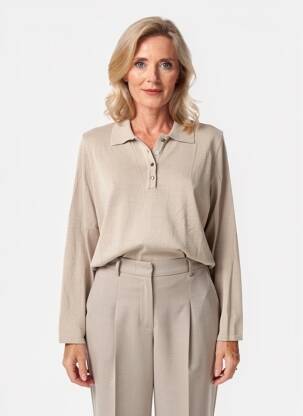 Pull coupe cintrée manches longues beige I.ODENA femme
