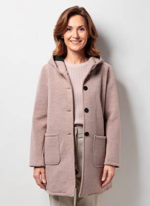 Manteau long a capuche a capuche rose QUATRE VINGT JOURS femme
