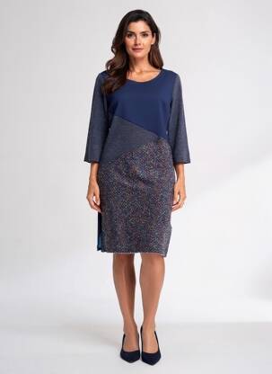 Robe mi-longue manches 3/4 manches 3/4 bleu SMASH WEAR femme