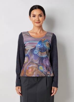 Pull tissage chiné manches longues bleu SMASH WEAR femme