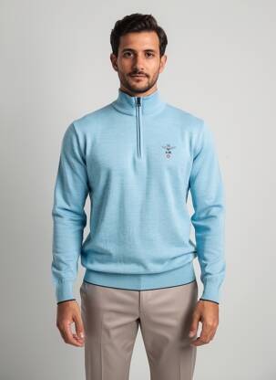 Pull stretch manches longues bleu AERONAUTICA homme