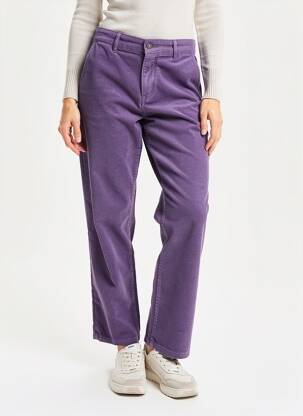 Pantalon droit fermeture zippée sous rabat boutonné taille normale violet DIXIE femme