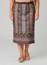 Jupe mi-longue taille élastique marron PAUPORTÉ femme