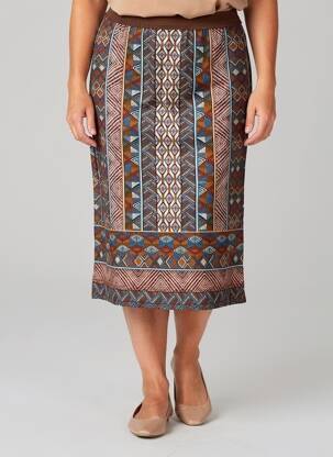 Jupe mi-longue taille élastique marron PAUPORTÉ femme
