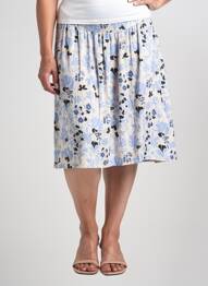 Jupe mi-longue taille à pinces bleu TERRE DE FÉES femme