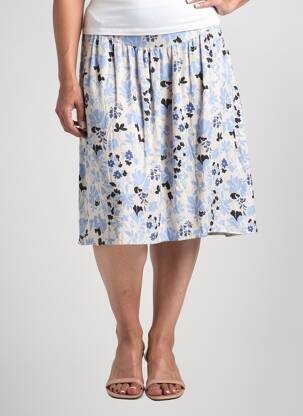 Jupe mi-longue taille à pinces bleu TERRE DE FÉES femme