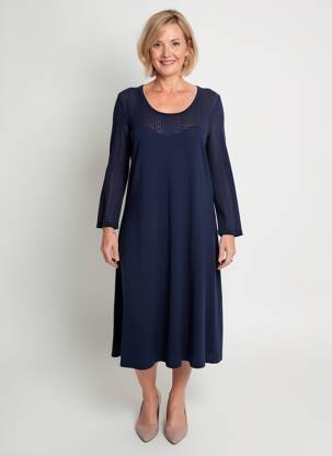 Robe mi-longue manches longues manches longues bleu PAUPORTÉ femme