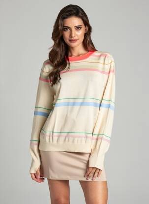 Pull stretch manches longues beige BELLEROSE femme
