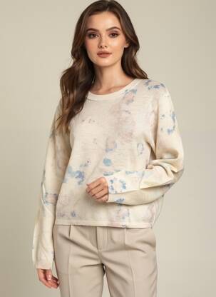 Pull tissage chiné manches longues beige BELLEROSE femme