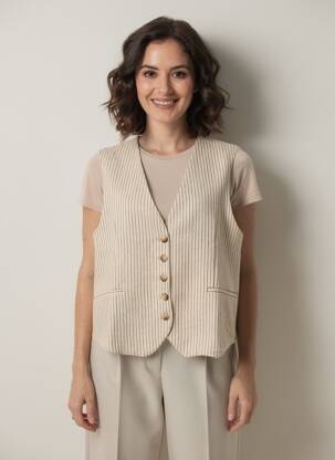 Gilet sans manche poches beige HOD femme