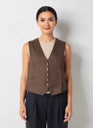 Gilet sans manche poches marron HOD femme