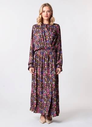 Robe longue imprimé fantaisie manches longues noir ESSENTIEL ANTWERP femme