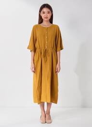 Robe longue manches courtes manches courtes jaune HARTFORD femme