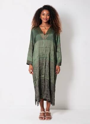 Robe mi-longue manches longues manches longues vert NOUS ANTWERP femme