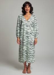 Robe mi-longue manches longues manches longues vert SECOND FEMALE femme