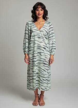 Robe mi-longue manches longues manches longues vert SECOND FEMALE femme