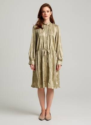 Robe mi-longue coupe fluide manches longues beige HARTFORD femme