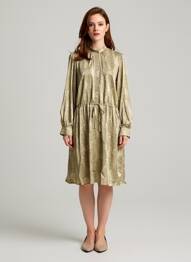Robe mi-longue coupe fluide manches longues beige HARTFORD femme