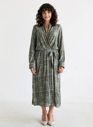 Robe longue imprimé fantaisie manches longues noir DIEGA femme