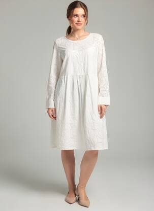 Robe mi-longue manches longues manches longues blanc CHLOÉ STORA femme