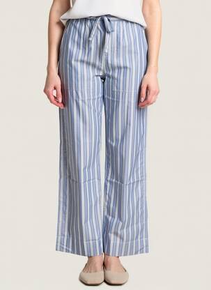 Pantalon droit tissage popeline taille normale bleu SOEUR femme