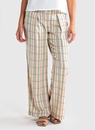Pantalon large tissage popeline taille haute rose CHLOÉ STORA femme