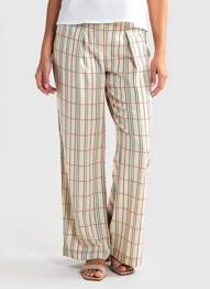 Pantalon large tissage popeline taille haute rose CHLOÉ STORA femme