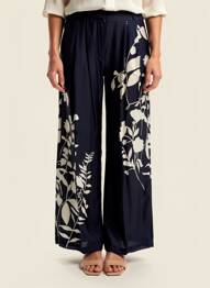 Pantalon large taille à pinces taille haute bleu CHLOÉ STORA femme