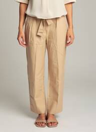 Pantalon droit taille à pinces taille haute beige SECOND FEMALE femme