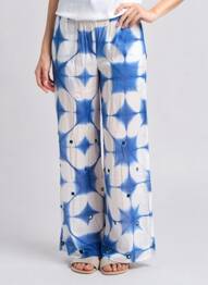 Pantalon large tissage popeline taille normale bleu V.DE.VINSTER femme