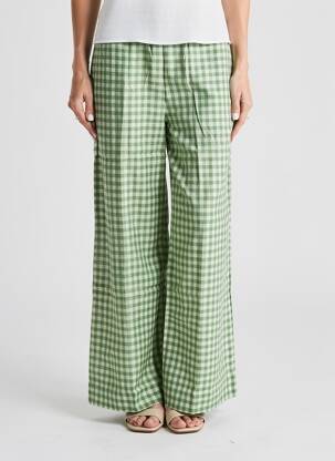 Pantalon large tissage popeline taille normale vert V.DE.VINSTER femme