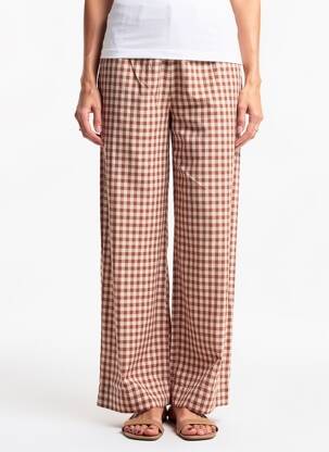 Pantalon large tissage popeline taille normale marron V.DE.VINSTER femme