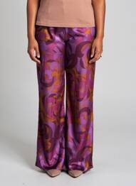 Pantalon large coupe fluide taille haute violet HOD femme