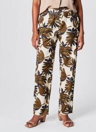 Pantalon droit tissage popeline taille normale beige HOD femme