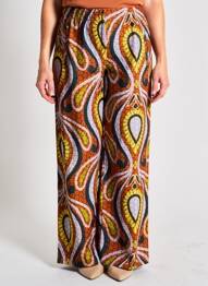 Pantalon large tissage popeline taille normale marron HOD femme