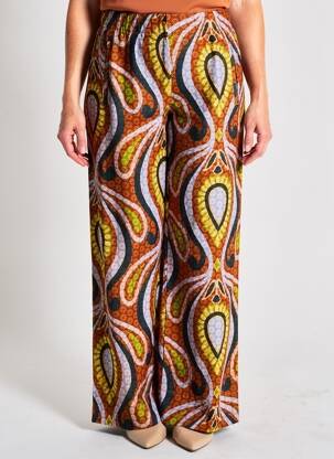 Pantalon large tissage popeline taille normale marron HOD femme