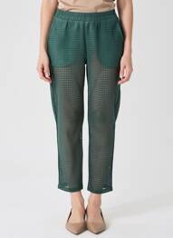 Pantalon 7/8 tissage popeline taille normale vert LEÏ-1984 femme